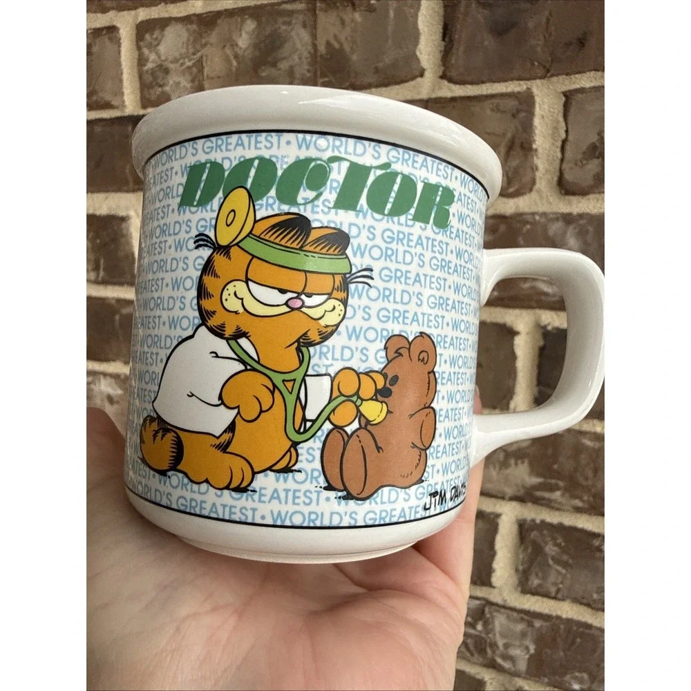 VTG Enesco Garfield Cat Coffee Cup Greatest Doctor 1976 Cartoon Ceramic Mug